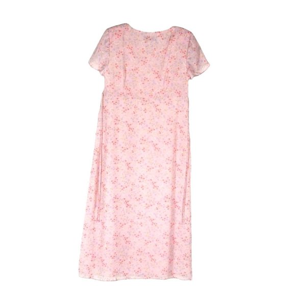 Motherhood Maternity Dress Size M Pink Floral Maxi Short Sleeve Empire Waist - Picture 5 of 11